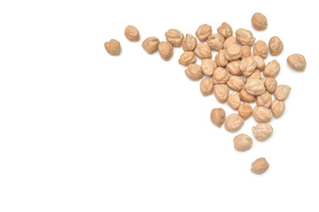 Dry chickpea on white background - isolated