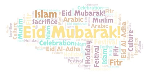 Eid Mubarak word cloud.