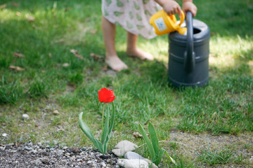 Kind bei der Gartenarbeit