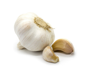 Image of Fresh garlic isolated on white background. Vegetables. Spices. Food.
