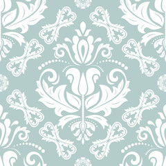 Orient classic pattern. Seamless abstract background with repeating elements. Orient light blue and white background