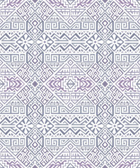 Simmetric seamless pattern in ethnic style. Tribal geometric ornament, perfect for textile design, site background, wrapping paper and other endless fill. Trendy boho tile.