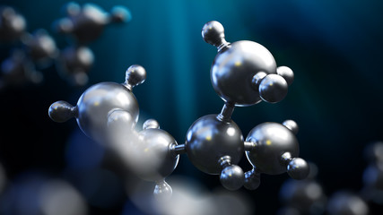 3D illustration of abstract silver metal molecule background
