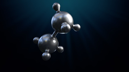 3D illustration of abstract silver metal molecule background