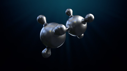 3D illustration of abstract silver metal molecule background