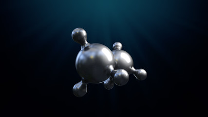 3D illustration of abstract silver metal molecule background