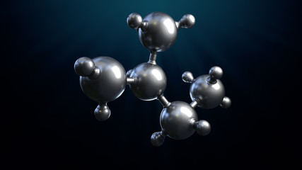 3D illustration of abstract silver metal molecule background