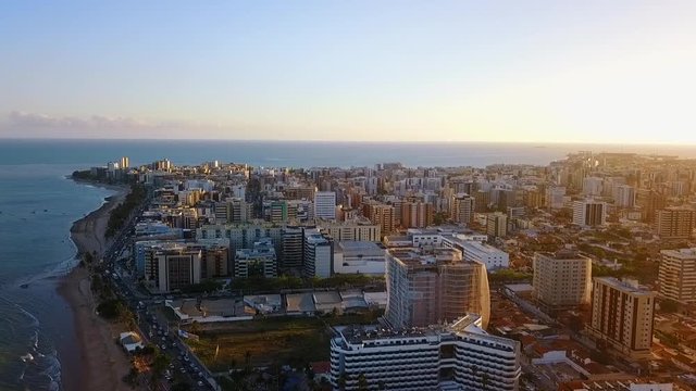 Beautiful aerial film of Maceio shoreline made with drone during summer.