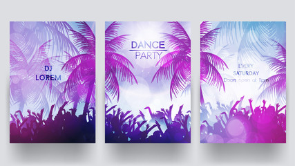 Summer Beach Party Panorama - Vector Illustration