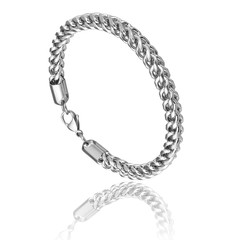 Men's bracelet, silver, stainless steel, white background