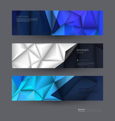 Fototapeta premium Vector polygon banner set. Polygonal or low poly pattern background. Illustration abstract layout, label design. Futuristic digital technology concept for business, web, template or brochure