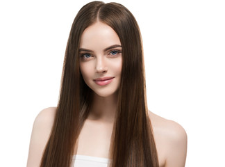 Healthy hair long smooth brunette hairstyle woman beauty