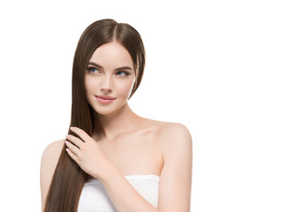 Healthy hair long smooth brunette hairstyle woman beauty