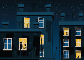 building at nights vector illustration 