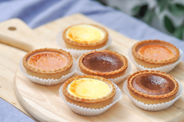 cheese tart ,chocolate tart and strawberry tart