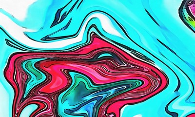 Abstract swirl background. Liquid paint texture in expressionism style. Marble creative backdrop. Graphic fantasy modern fluid painting. Vortex elements. Surreal style psychedelic drawing.