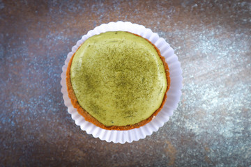 green tea pie, matcha pie or matcha tart