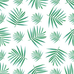 Vector palm frond. Tropical leaves seamless pattern.