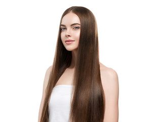 Healthy hair long smooth brunette hairstyle woman beauty