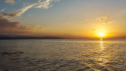 Obraz premium sunset on the Issyk-Kul lake