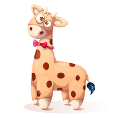 Fototapeta premium Cute, funny teddy giraffe - cartoon illustration. Vector eps 10