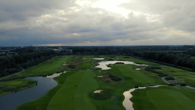 Epic drone shot at Golf Course The Dutch Holes weeks before the KLM Open in The Netherlands.