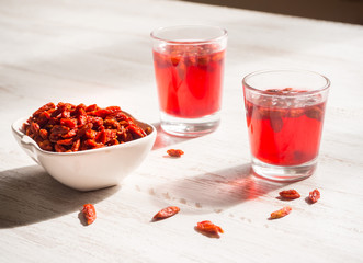 Infusion of goji berries with dry berries.
