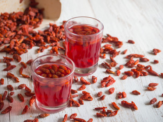 Infusion of goji berries with dry berries.
