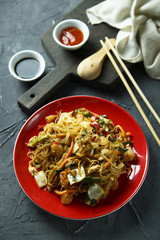 Asian noodles with shrimps