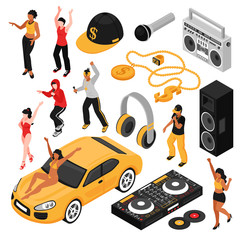 Rap Music Isometric Set 