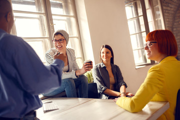 Freelance group on meeting with manager