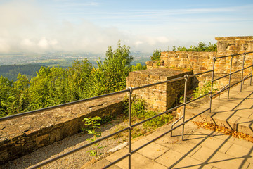 Panoramic views of the castle Hohenstaufen to the west  of Germany
