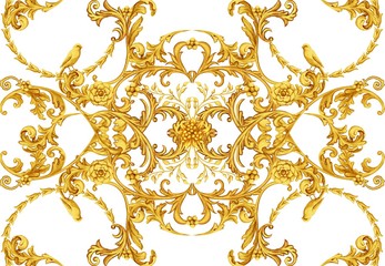 Golden baroque decorative composition
