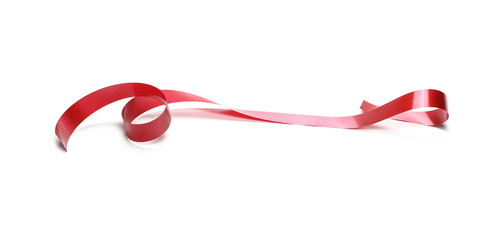 Red ribbon isolated on white background and texture