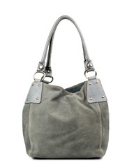 Gray handbag isolated on white background.