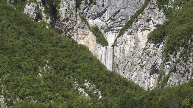 Waterfall Boka in Julian Alps, Slovenia is with 106 meters 356 feet one of the highest waterfalls and popular hiking destination in Posocje tourist region