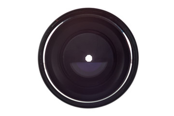 dark lens with diaphragm blades on white background