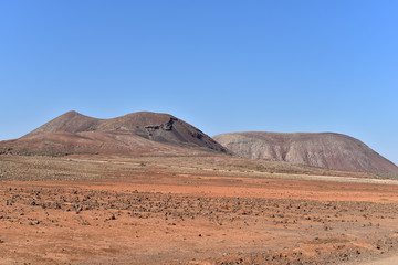 Fototapeta na wymiar Mountains in Fuerteventura Island's countryside, Canary Islands, Spain