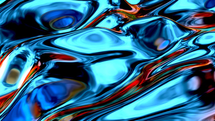 Abstract liquid background, holographic surface, reflection, spectrum.