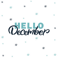 Fototapeta na wymiar Hand drawn lettering card. The inscription: Hello December. Perfect design for greeting cards, posters, T-shirts, banners, print invitations.
