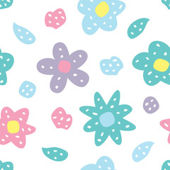 Childish seamless pattern with flowers. Creative texture for fabric