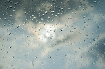 Rainy weather. Drops on the glass