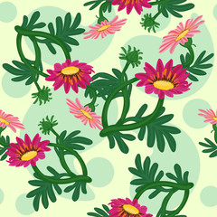 Fototapeta premium Gazania flowers seamless pattern vector illustration