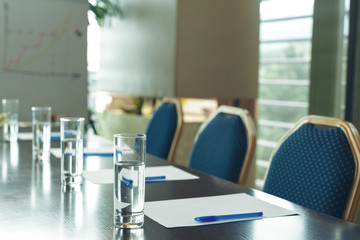 Conference room interior with empty chairs