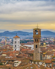 Aerial View Historic Center of Lucca, Italy