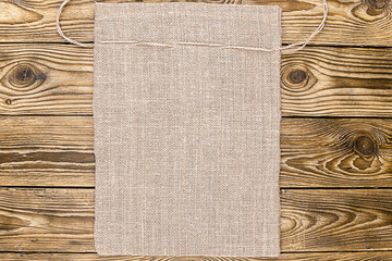 Classic wooden background with the addition of jute