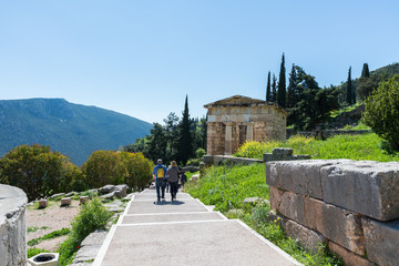 Fototapeta na wymiar At Deplhi archeological site in Greece