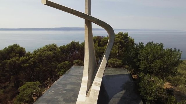 4K Aerial shoot from Podgora, Croatia few weeks after a huge forest fire.