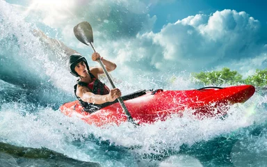 Deurstickers Whitewater kayaking, extreme kayaking © VIAR PRO studio