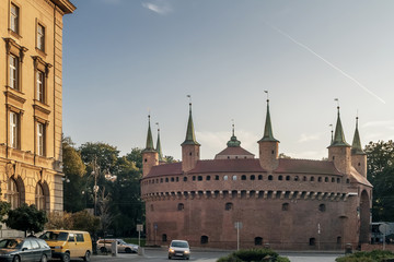 View of the Kraków Barbican, Krakow, Poland